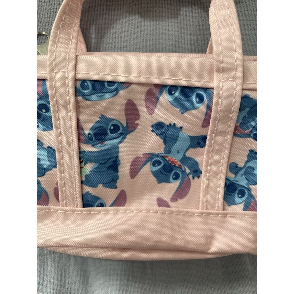NEW Walt Disney Stitch Mini Tote Bag Keychain & Flavored Lip Gloss Keychain Set - Picture 3 of 7